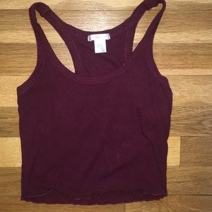 Maroon lettuce cut cropped tank